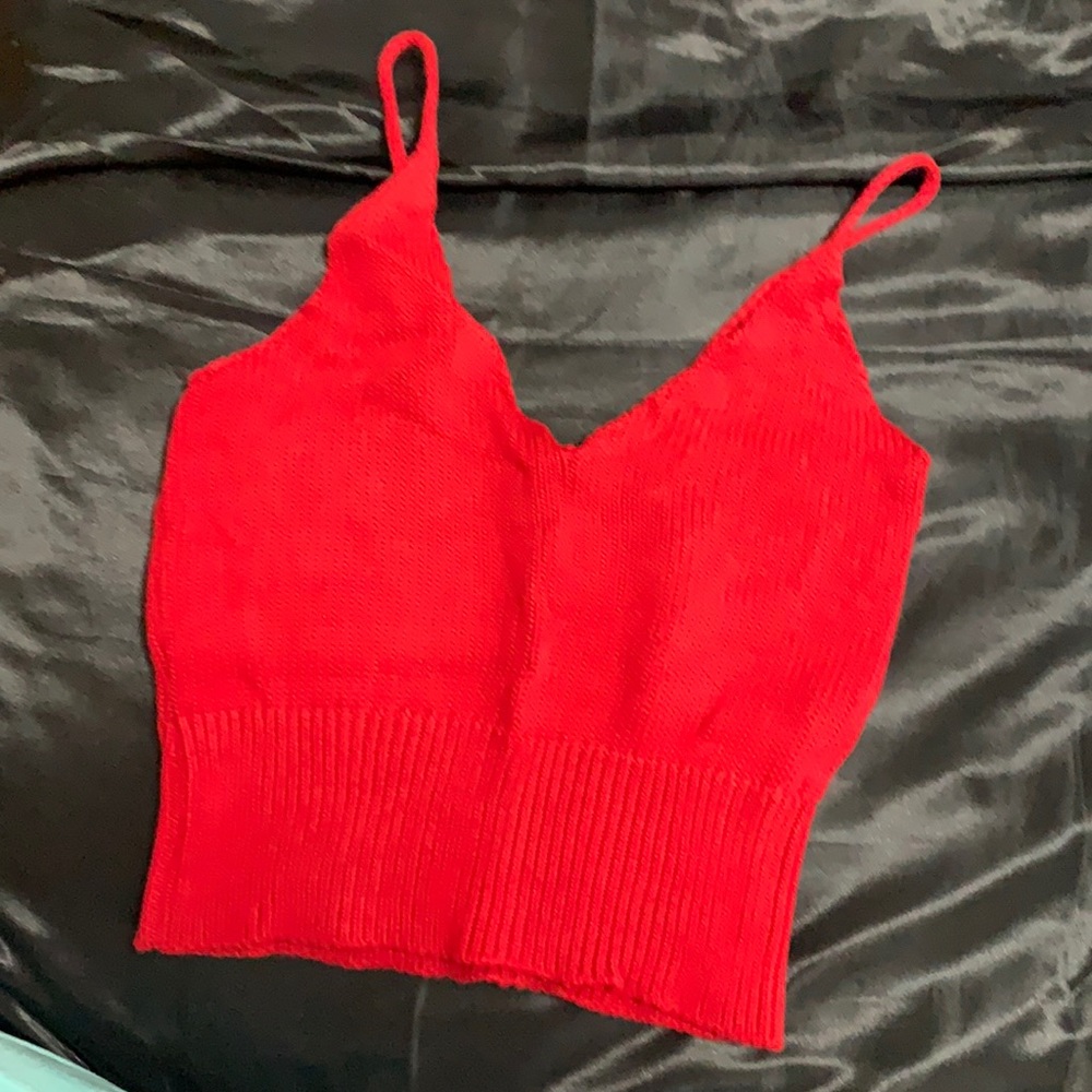 Red knit top